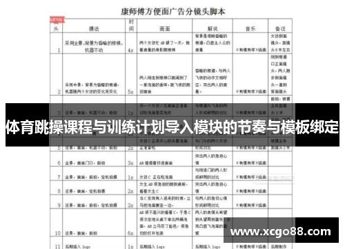 体育跳操课程与训练计划导入模块的节奏与模板绑定